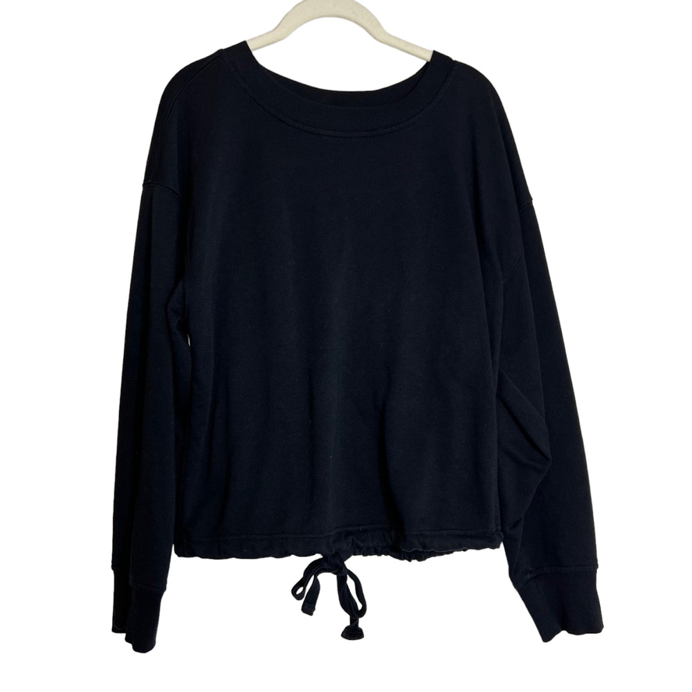 Old Navy Womens Split Back Sweatshirt Size Medium Black Long Sleeve Jersey Knit
